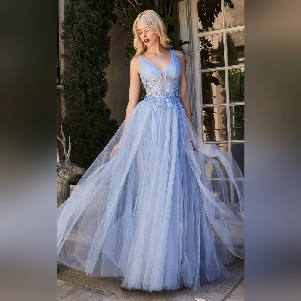 Deep V A-Line Tulle Gown by ANDREA & LEO A1057 Women's Size 10